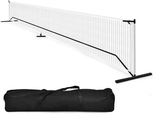 FANTASK Filet de Tennis Portable 670 x 92 cm - Taille Officielle - avec Cadre en métal et Sac de Transport - Noir