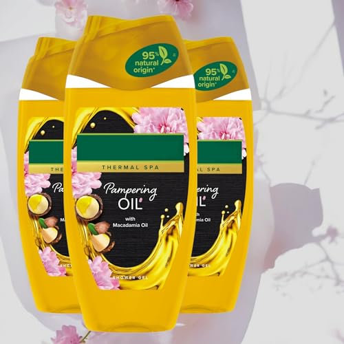 3 X 250ml Thermal Spa Pampering Oil Shower Gel - with MACADAMIA OIL