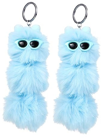 Toddmomy 2 Stück Schlüsselanhänger in Raupenform aus Weichem Plüsch und Metalllegierung Blau Weicher Taschenanhänger und Schlüsselring Komfortabel als Geschenk oder Dekoration für Taschen
