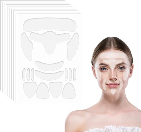10 Stücke Zornesfalte Pflaster, Forehead Wrinkle Patches, Anti Falten Pflaster,Gesichtsfalten zum Glätten Silikonpflaster für Stirnfalten Glätten, Gesichtsfalten Entferner Streifen (Transparent)