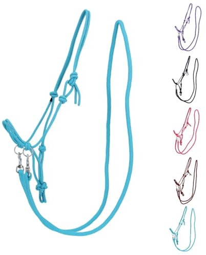 NETPROSHOP 1 Set Knotenhalfter und Seil-Zügel für gebissloses Reiten Gr. Shetty, Pony, Cob, Full, Groesse:Cob, Farbe:Hellblau