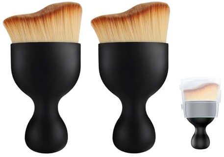 2pcs Tanning Brush for Women, Soft Bristles Tan Brush for Face Body Legs & Back, Application of Sunscreen Self Tanner & Makeup, Portable & Reusable Cleaning Brush