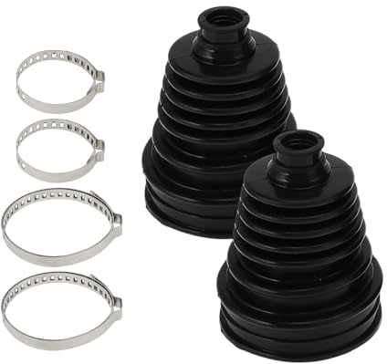 X AUTOHAUX Kit De Réparation De Soufflets De Cardan, 2 Pièces, avec 4 Colliers Serrage en Acier Inoxydable, Caoutchouc Silicone Noir, Joint Homocinétique Universel pour Plupart des Voitures