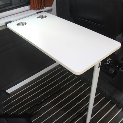 GBPLDMAQ Table Murale Rabattable pour Camping Car, en Bois et Acier Réglable avec Porte Gobelets pour 2 PS pour Camping Car, Yacht(White,79x39cm/31x15in)