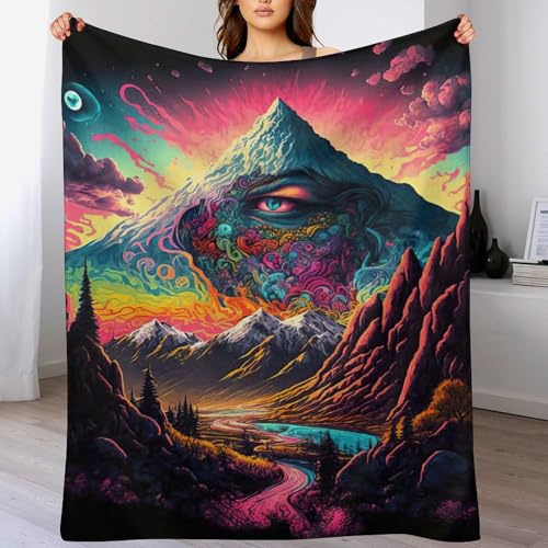Decke Psychedelic Valley Flauschige BettDecke, Extra Weich & Warm, Wohndecke Flannel Fleece Decke Als Sofadecke & Couchdecke 130×150cm