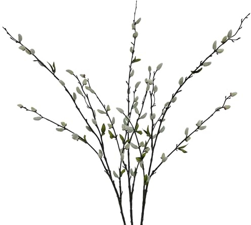 naninoa 3 Künstliche Weidenkätzchen-Zweige - 84cm - 3er Set Palmkätzchen, Frühlingsdeko, Osterdeko