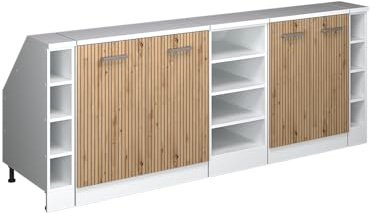 Vicco Dachschrägenschrank-Set Rion, Artisan-Eiche/Weiß | B210 x T60 cm, 5er Set, platzsparend für Dachschrägen