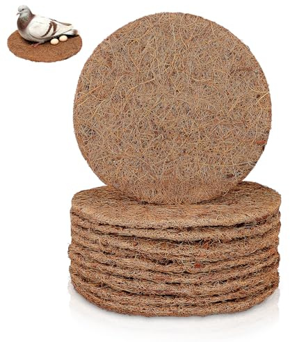 AMUSLESUR 10pcs Round Coconut Fibre Bird Nesting Pads 15cm Diameter Natural Light Weight Mats for Egg Breeding in Flowerpots and Bird Nests