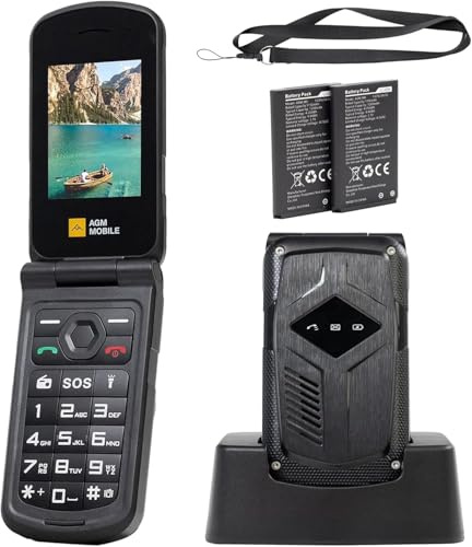 AGM M10 Robustes Outdoor Handy ohne Vertrag, 4G SOS-Notruftaste, Klapphandy mit Dual-SIM, Taschenlampe und Große Tasten – Kompaktes, langlebiges Tastenhandy mit Zwei Akku für Arbeit & Outdoor