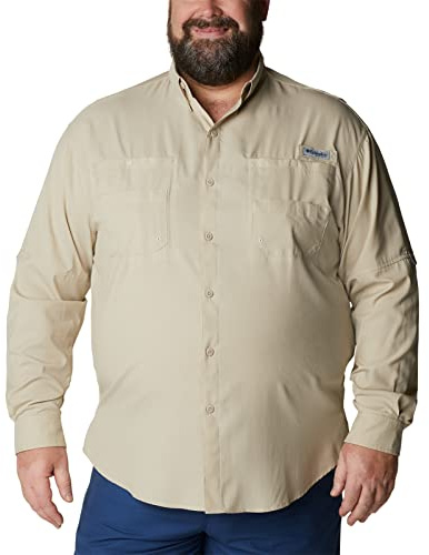Columbia Men's Discontinued PFG Tamiami Ii Long Sleeve Shirt, Fossil, Large