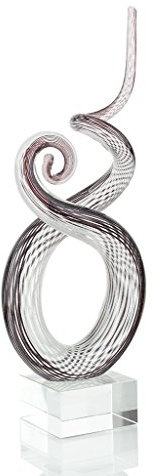 levandeo Designer Skulptur aus Glas farbliche Akzente in violett - sehr hochwertige Handarbeit Unikat Glasskulptur Klarglas Sockel