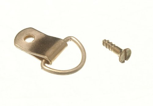 Bilderrahmen hängend D-Ring Einfach Messing vergoldet mit Schrauben (25 Stück), Einzelpackung