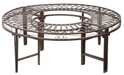 Design Toscano Rundherumbank Gartenbaumbank, Stahl, 119 cm