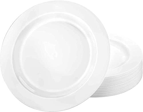 Premium Quality Heavyweight Plastic Plates China Like. Wedding and Party Dinnerware Plastic Plates 10.25 inch, White Pearl - Value Pack 30 Count