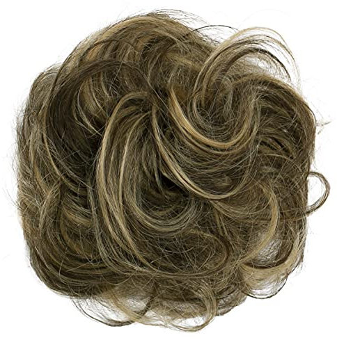 CAISHA 100% ECHTHAAR Haargummi Haarteil Haarverdichtung Zopf Haarband Haarschmuck Hellbraun Blond Mix H312p