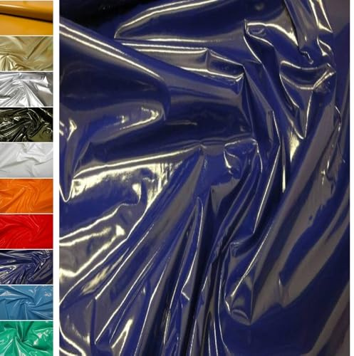 StoffBook Blau Lackleder Lacklederimitat Kunstleder für Taschen | Stabil, flexibel und hochwertig, Stoff für Taschen, Accessoires und Dekoration, Glattleder