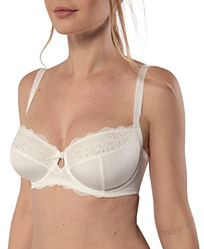 Dorina Damen Celine Leicht Gepolsterter Demi-BH – Bügel-BHs mit Geformten Cups, Florales Spitzendesign und Stützenden U-Rückenflügeln, Elfenbein, 85C