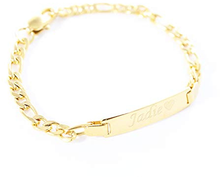 Tina&Co Personalized Gold Name Plated Bracelet 4.5'' Free Engraved Bracelet for Baby