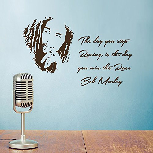 Vinyl Wandtattoo Zitat Bob Marley The Day You Stop Racing Is The Day You Win The Race Du Wirst das Rennen Gewinnen Reggae Musiker Liedtext Wandaufkleber Wandsticker Wanddekoration Musik Studio A533
