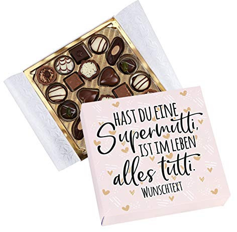 Herz & Heim® Lindt Pralinen zum Muttertag - Supermutti - mit Spruch und eigener Widmung