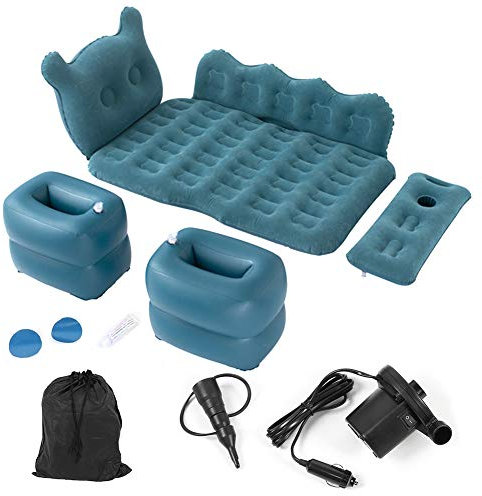 Luftmatratze Auto Aufblasbares Bett für Rücksitz, 170 x 100 cm, Auto-Luftmatratze, faltbar, mit Luftpumpe und Kissen für Reisen, Camping, Traglast 150 kg