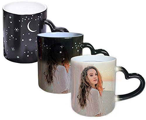 Tasse De Tasse De Café Changeante De Couleur De Photo PersonnaliséE Magique, Tasse De Tasse Sensible à La Chaleur Chaude En CéRamique D'Impression De Bricolage Personnalisé (Mug bicolore-Style peint)