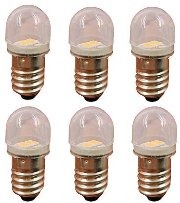 Monsing 6 Stück E10 24V Warmweiße LED-Lampen Lichtlampen 2SMD 0.5W 30LM (24V)