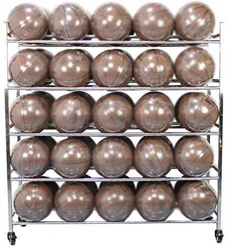 JTRHD Sports Equipment Storage Rack Basketball Storage Rack Golf Cart and Ball Display Rack Suitable for Multiple Scenes Sports Gear Organizer (Color : Silver, Size : 123x127x38cm)