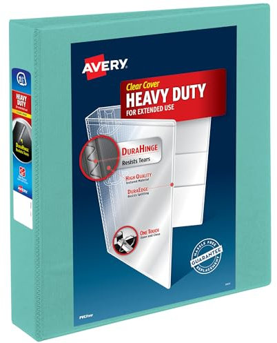 Avery Robuster 3-Ringbuch, 3,8 cm EZD-Ringe, ideal für Portfolios, Büro, Schulhefte und mehr, 1 Mint-Ordner (79271)