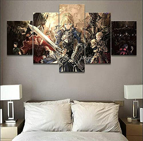 yuanjun Wanddekoration Design Wandbild 5 Teilig Premium Poster Stilvolles Set Mit Passenden Bilder Als Wohnzimmer Deko Leinwandbild Animation Fate Stay Night