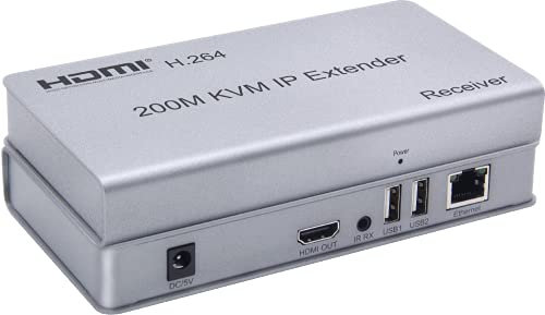 Fashion Swallows 200M HDMI KVM IP Extender, Over IP RJ45 Ethernet CAT6 6A Transmitter Receiver 1 TX to 20 RX, Cascade Connection USB Keyboard Mouse Over UTP/STP H.264 Plug and Play (RX)