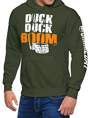 GIMMEDAT Duck Duck Boom Hoodie Tasche Sweatshirt Jagd Geschenk, moosgrün, Large