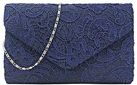 NANDEYIBI Lace Envelope Clutch, Womens Floral Lace Envelope Clutch Purses, Elegant Handbags For Parties and Wedding Occasions (22cm*13cm*5cm, Blue)