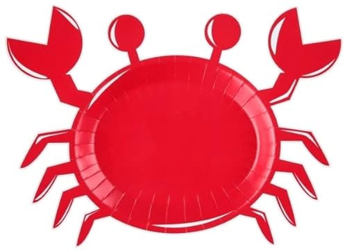 Santex mariage Paquet de 10 Assiettes Crabe Bord de Mer, Rouge