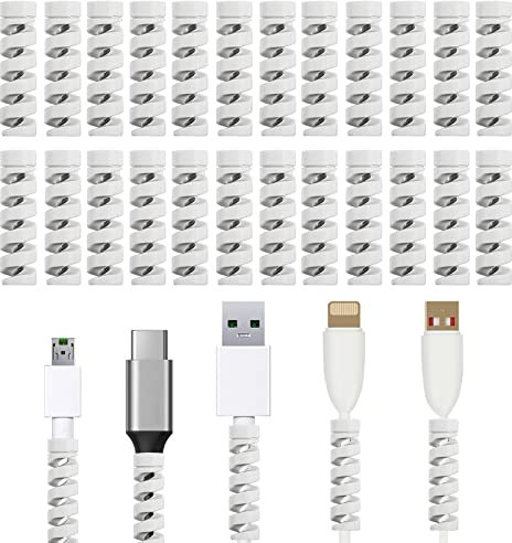 Teng Hong Hui 24 Pcs USB Cable Protector, Silicone Flexible Wire Saver for Charger, Earphone, Data Lines
