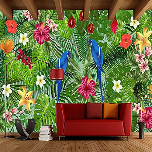 MAANINE Personnalisé Photo Papier Peint 3D Perroquet Tropical Vert Plante Murale Salon Fond Décor À La Maison 400 cm * 280 cm