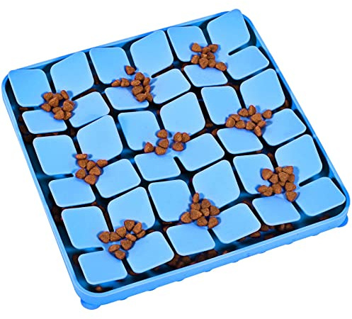 OurMiao Silicone Snuffle Mat for Dogs, Dog Puzzle Slow Feeder for Smell Training & Slow Eating, Sniffing Lick Mat with Suction Cups (Blue)
