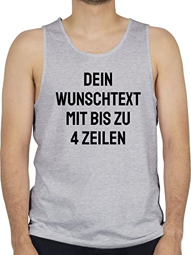 Tanktop Herren Tank Top Männer - Aufdruck selbst gestalten - Wunschtext - M - Grau meliert - bedrucken text selber schreiben beschriften beschriftet eigenem schriftzug drucken lassen