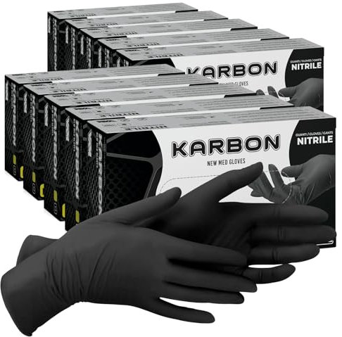 1000 Guanti Neri Nitrile Monouso Non Sterili Senza Lattice e Senza Talco per Pelli Sensibili Colore Nero Taglia L