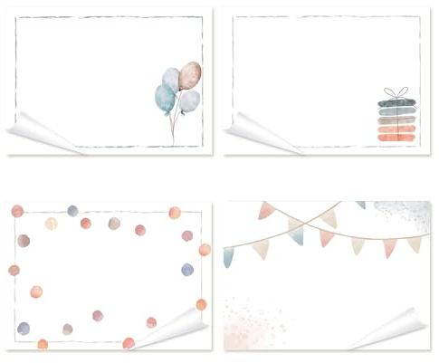 Logbuch-Verlag 100 Namensaufkleber Kinder Geschenketiketten Pastell Luftballons Konfetti Wimpel 7,4 x 5,2 cm