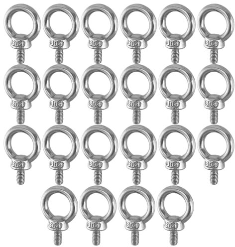 NAMYEUT 22 viti ad anello M6, in acciaio inox, per occhi M6, in acciaio inox, per fissare e appendere ornamenti, vasi di fiori, altalena