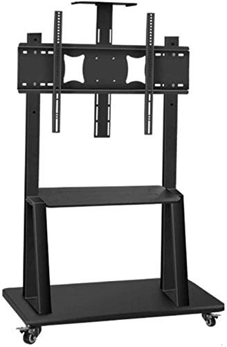 Meuble TV Pivotant Universel en Acier Inoxydable pour Téléviseurs De 60 À 80 Pouces, Meuble TV Noir sur roulettes, roulettes Jusqu'À 175 Kg