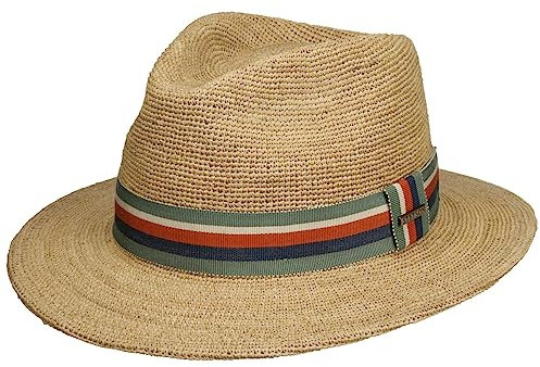 Stetson Chapeau en Paille de Raphia Littlefield Femme/Homme - Traveller d'été avec Ruban Gros Grain Printemps-été Été - S (54-55 cm) Nature