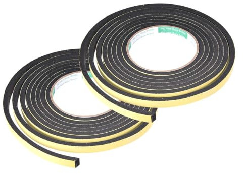 TOP-VIGOR 2Pcs Self Adhesive Sealing Foam Tape, 10mm(W) x 5mm(T) x 3M/9.84ft(L) Single Sided Foam Weather Strip High Density Draft Excluder Strip for Window and Door Insulation