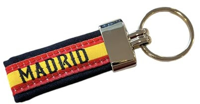 MIBANDERA Porte-clés devise taureau, porte-clés homme femme taureaux. Porte-clés Foire Taurine Voiture Moto, Drapeau Espagne - Madrid, Taille Unique