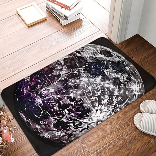 Fußmatte für den Eingangsbereich, 40,6 x 61 cm, rutschfeste Haustürmatte, Badezimmer-Fußmatte, violetter Mond, Fußmatte für Badezimmer, Willkommensmatten für den Innen- und Außenbereich,