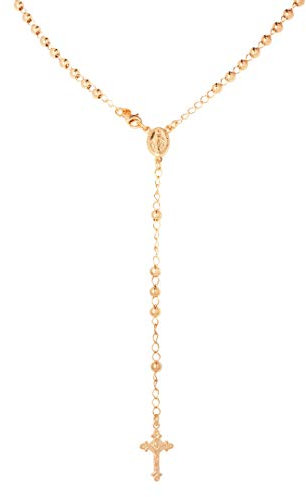 inSCINTILLE I Rosari Collana Uomo Donna Rosario a y in Argento 925 Rodiato con Croce Pendente varie misure sfere e lunghezze, confezione regalo inclusa (Oro Rosa Sfera 4 mm, 50)