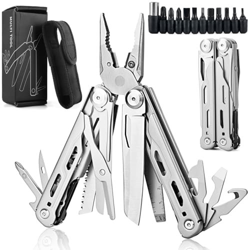 MAOOY Multitools, Multi Tool faltbare Zange 32 Funktionen in eine Edelstahl werkzeug mit Auswechselbare Schraubendreherbits, ideal für Outdoor, camping, Geschenk für Männer Weihnachtsgeschenke