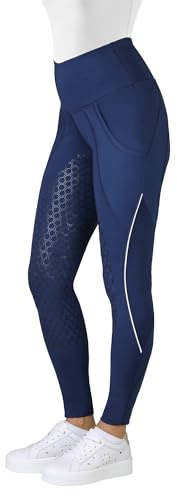 Horsenjoy Adria Kinder Mädchen Reitleggings Silikon Vollbesatz Reithose mit Handytasche (152)