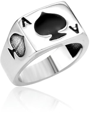 Caiduoduo Edelstahlguss Pik-Ass Ringe für Herren Statement-Schmuck